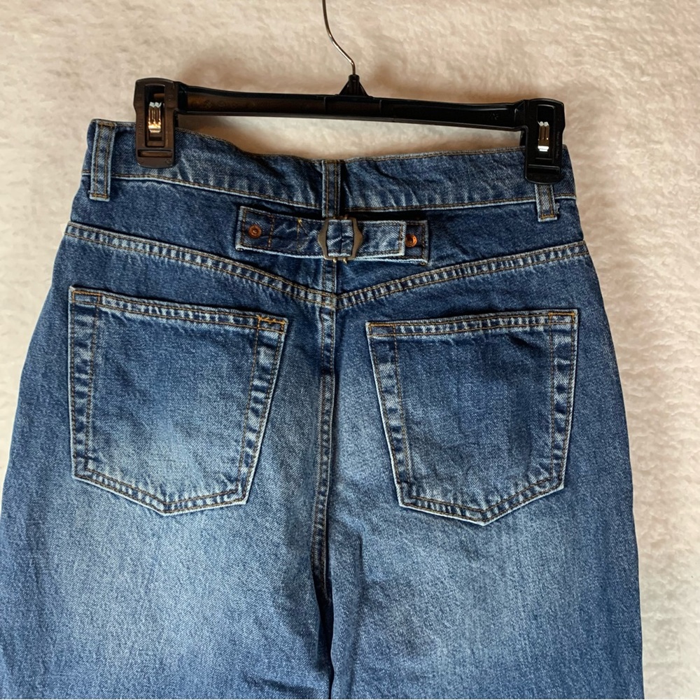 Topshop Women's Blue Jeans Straight‎ Leg 90s Back Buckle Tab W28 X L30 NWT 5389